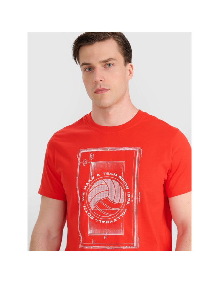 T-shirt regular z nadrukiem siatkarskim męski 4f 4fraw25ttshm3236-62s