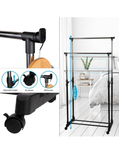 Szafa garderoba wieszak 75x42x93-158cm alpina