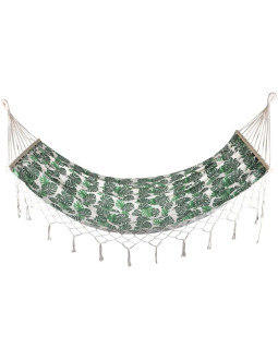 Hamak ogrodowy 1 osobowy 200x100cm z drążkiem i  z frędzlami miami natura jungle 2