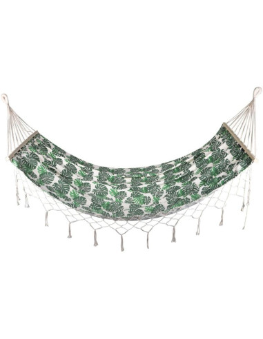 Hamak ogrodowy 1 osobowy 200x100cm z drążkiem i  z frędzlami miami natura jungle