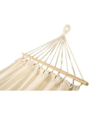 Hamak ogrodowy 1 osobowy 200x100cm z drążkiem i  z frędzlami miami ecru