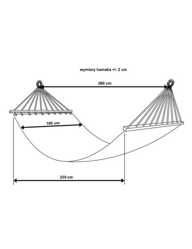 Hamak ogrodowy 1 osobowy 200x100cm z drążkiem i  z frędzlami miami ecru