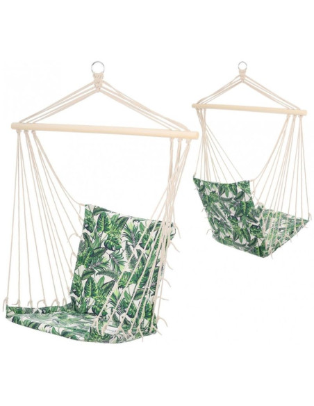 Hamak fotel wiszący brazylijski 100x50cm natura z wszytą poduszką jungle light