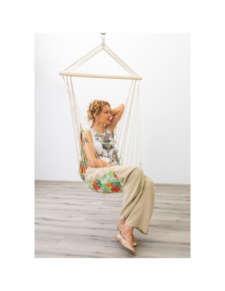 Hamak fotel wiszący brazylijski 100x50cm natura z wszytą poduszką tropic jungle