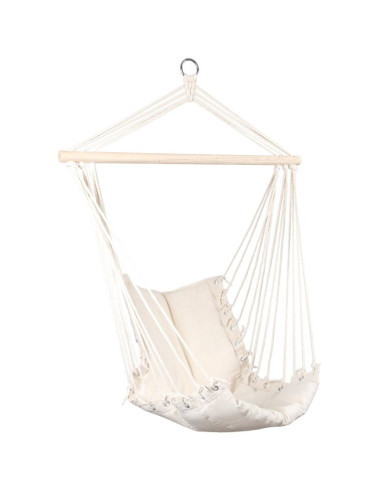 Hamak fotel wiszący brazylijski 100x50cm natura z wszytą poduszką biały