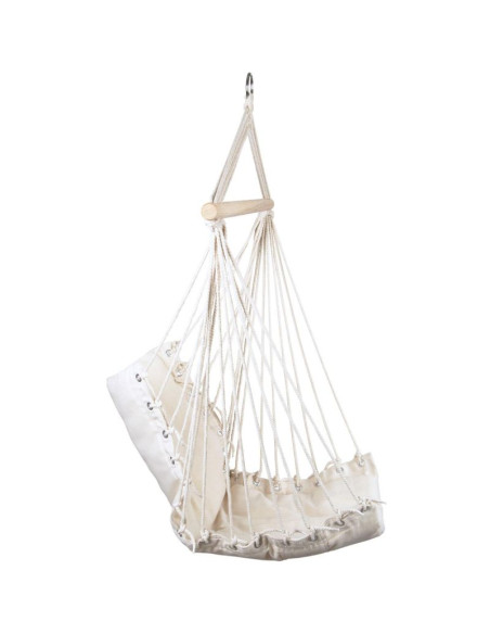 Hamak fotel wiszący brazylijski 100x50cm natura z wszytą poduszką biały