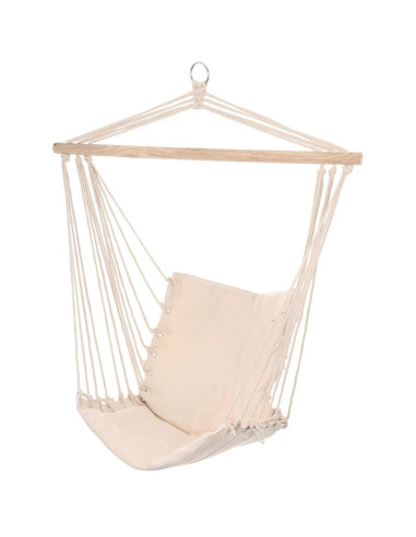 Hamak fotel wiszący brazylijski 100x50cm natura z wszytą poduszką biały