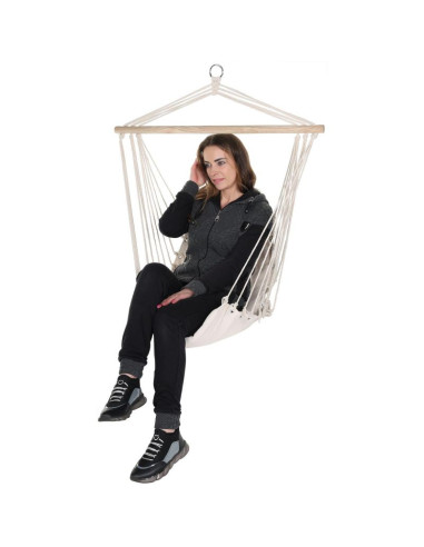 Hamak fotel wiszący brazylijski 100x50cm natura z wszytą poduszką biały