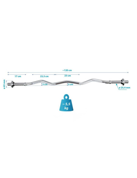 Gryf 1200 mm lekko łamany z gwintem