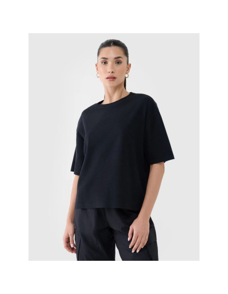 T-shirt regular z waflowej dzianiny damski 4f 4frss25ttshf2651-20s