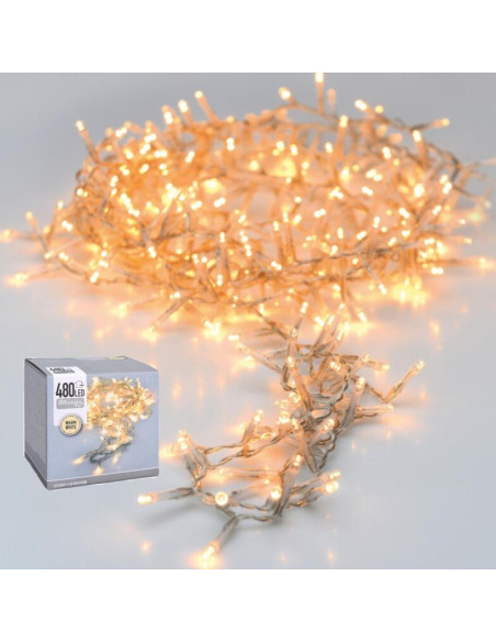 Lampki choinkowe łańcuch świetlny 480 led ciepły biały przeźroczysty przewód