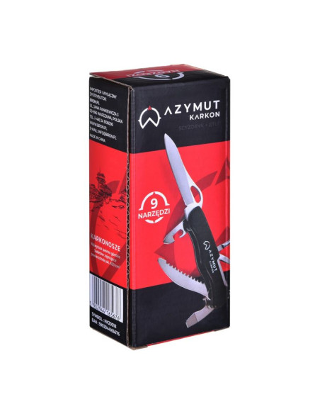 Scyzoryk azymut karkon - 9 narzędzi + kabura, 113 mm czarny (hk20018)