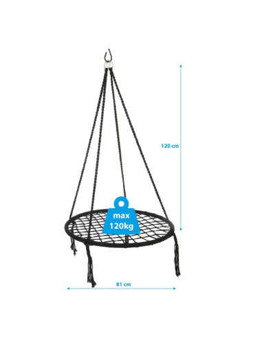Hamak ogrodowy huśtawka bocianie gniazdo 80cm szara