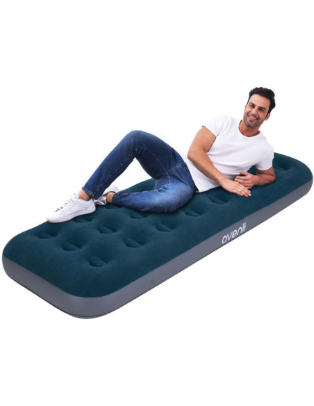 Materac flokowany 1-osobowy z wbudowaną pompką nożną 191x73x22cm 24130