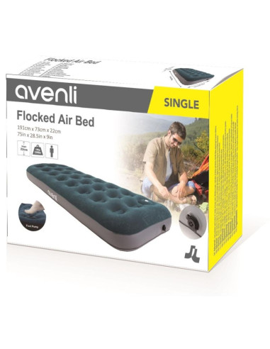 Materac flokowany 1-osobowy z wbudowaną pompką nożną 191x73x22cm 24130
