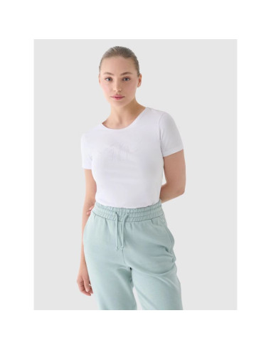 T-shirt slim z nadrukiem damski 4f 4fwmm00ttshf1846-10s