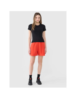 T-shirt slim z prążkowanej dzianiny damski 4f 4fwss25ttshf1968-20s 2