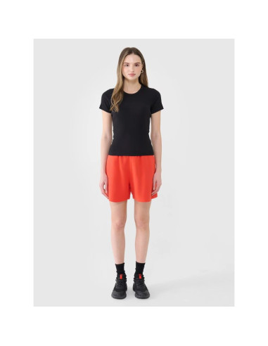 T-shirt slim z prążkowanej dzianiny damski 4f 4fwss25ttshf1968-20s