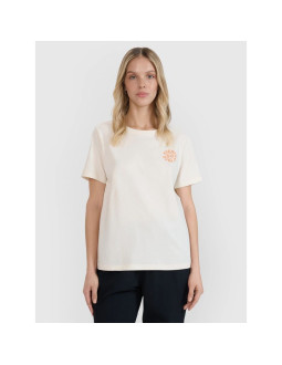 T-shirt oversize z nadrukiem damski 4f 4fwss25ttshf1994-11s