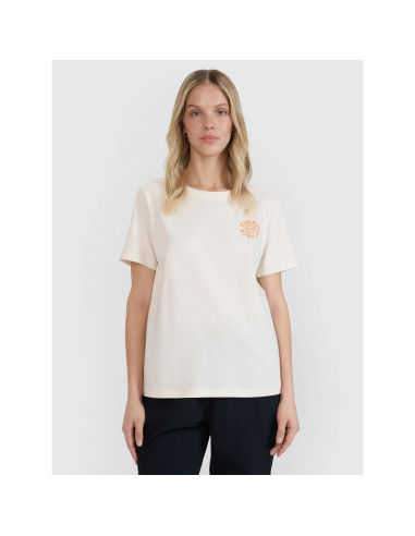 T-shirt oversize z nadrukiem damski 4f 4fwss25ttshf1994-11s