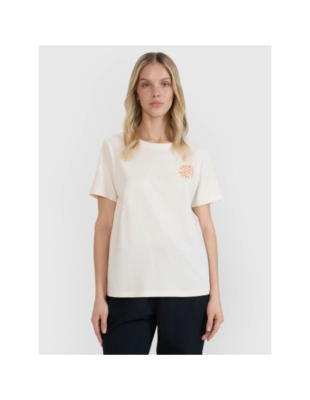 T-shirt oversize z nadrukiem damski 4f 4fwss25ttshf1994-11s