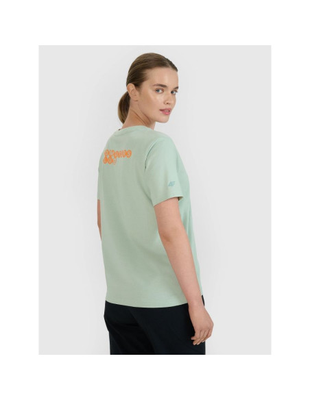 T-shirt oversize z nadrukiem damski 4f 4fwss25ttshf2238-47s