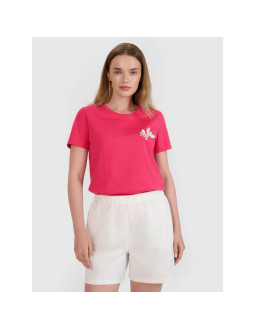 T-shirt regular z nadrukiem damski 4f 4frss25ttshf2693-54s 2