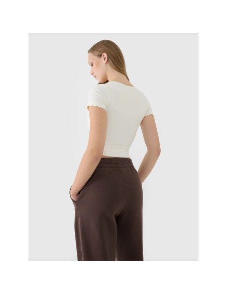 T-shirt crop top gładki damski 4f 4frss25ttshf2695-11s