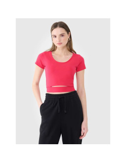 T-shirt crop top gładki damski 4f 4frss25ttshf2695-54s