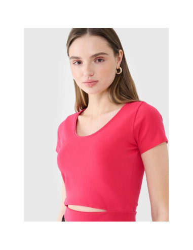 T-shirt crop top gładki damski 4f 4frss25ttshf2695-54s
