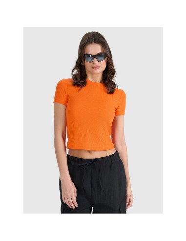 T-shirt slim z waflowej dzianiny damski 4f 4frss25ttshf2749-70s