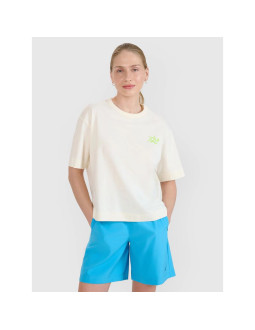 T-shirt regular z nadrukiem damski 4f 4fwss25ttshf1967-11s