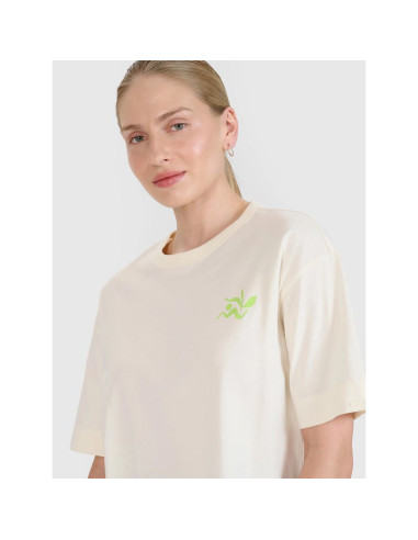 T-shirt regular z nadrukiem damski 4f 4fwss25ttshf1967-11s