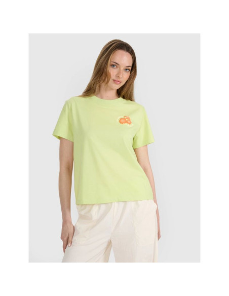 T-shirt oversize z nadrukiem damski 4f 4frss25ttshf3160-73s