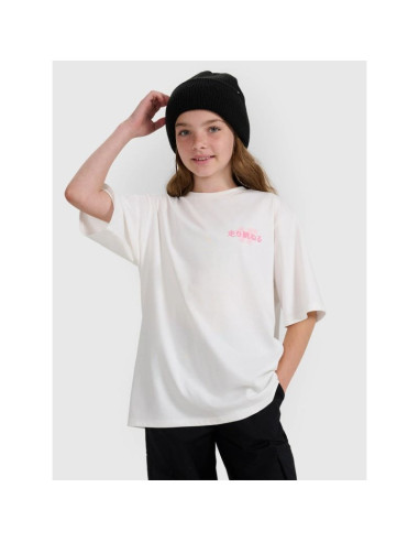 T-shirt oversize z nadrukiem dziewczęcy 4f 4fjraw25ttshf2935-11s