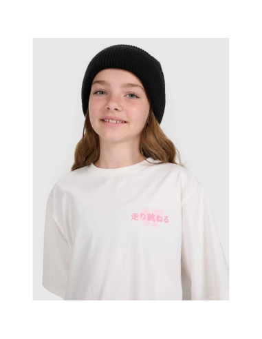 T-shirt oversize z nadrukiem dziewczęcy 4f 4fjraw25ttshf2935-11s