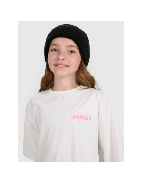 T-shirt oversize z nadrukiem dziewczęcy 4f 4fjraw25ttshf2935-11s