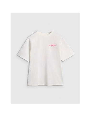 T-shirt oversize z nadrukiem dziewczęcy 4f 4fjraw25ttshf2935-11s