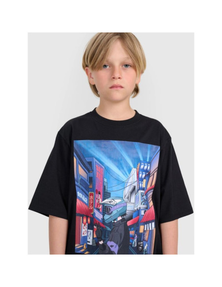 T-shirt oversize z nadrukiem chłopięcy 4f 4fjraw25ttshm3061-20s