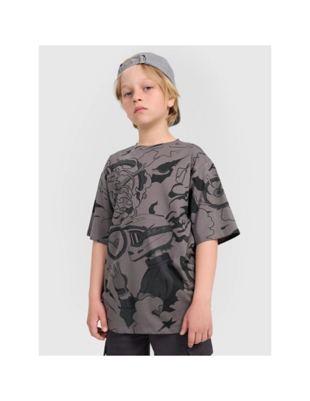 T-shirt oversize z nadrukiem chłopięcy 4f 4fjraw25ttshm3063-90a