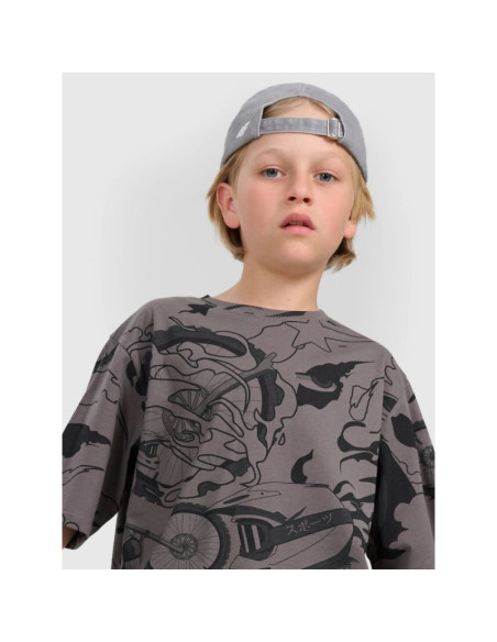 T-shirt oversize z nadrukiem chłopięcy 4f 4fjraw25ttshm3063-90a
