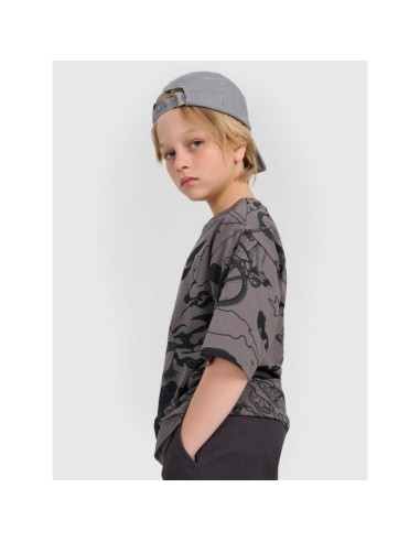 T-shirt oversize z nadrukiem chłopięcy 4f 4fjraw25ttshm3063-90a