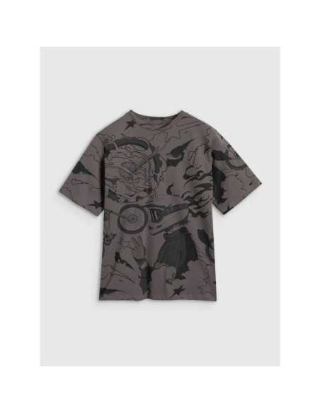 T-shirt oversize z nadrukiem chłopięcy 4f 4fjraw25ttshm3063-90a