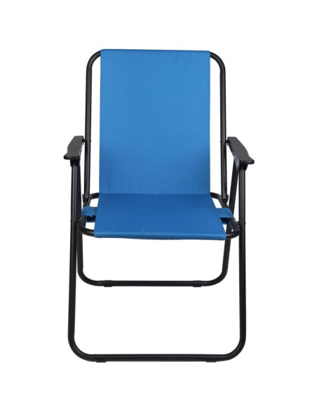 Krzesło turystyczne z podłokietnikami 52x44x75cm składane niebieskie