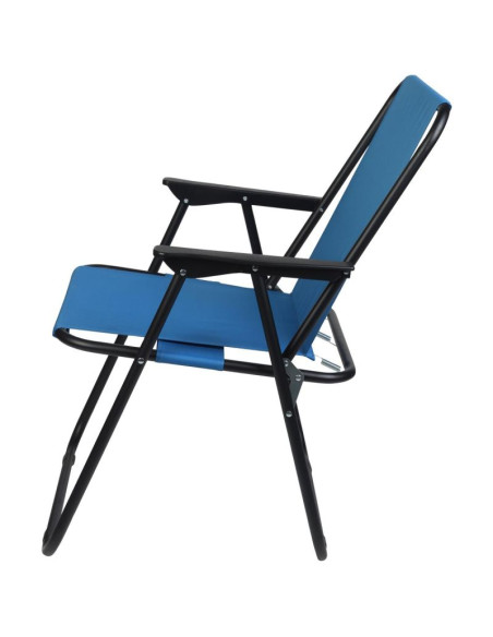Krzesło turystyczne z podłokietnikami 52x44x75cm składane niebieskie