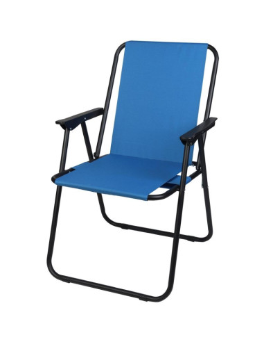 Krzesło turystyczne z podłokietnikami 52x44x75cm składane niebieskie