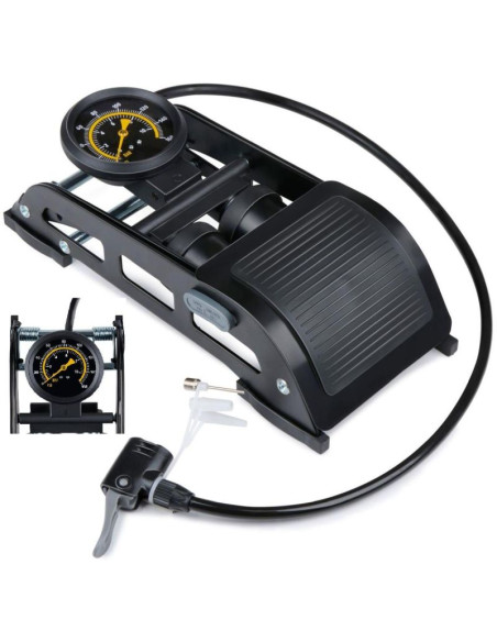 Pompka nożna 2 tłokowa z manometrem  rower samochód piłka dunlop