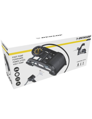 Pompka nożna 2 tłokowa z manometrem  rower samochód piłka dunlop