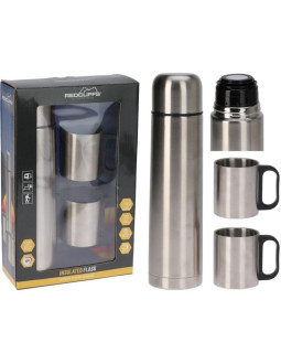 Termos turystyczny 1000ml z 2 kubkami srebrny