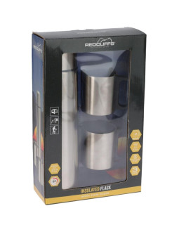 Termos turystyczny 1000ml z 2 kubkami srebrny 2